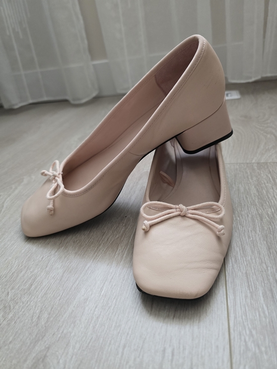 Zara Shoes - Zara Blush Pink Low Block Heel Ballet Pumps